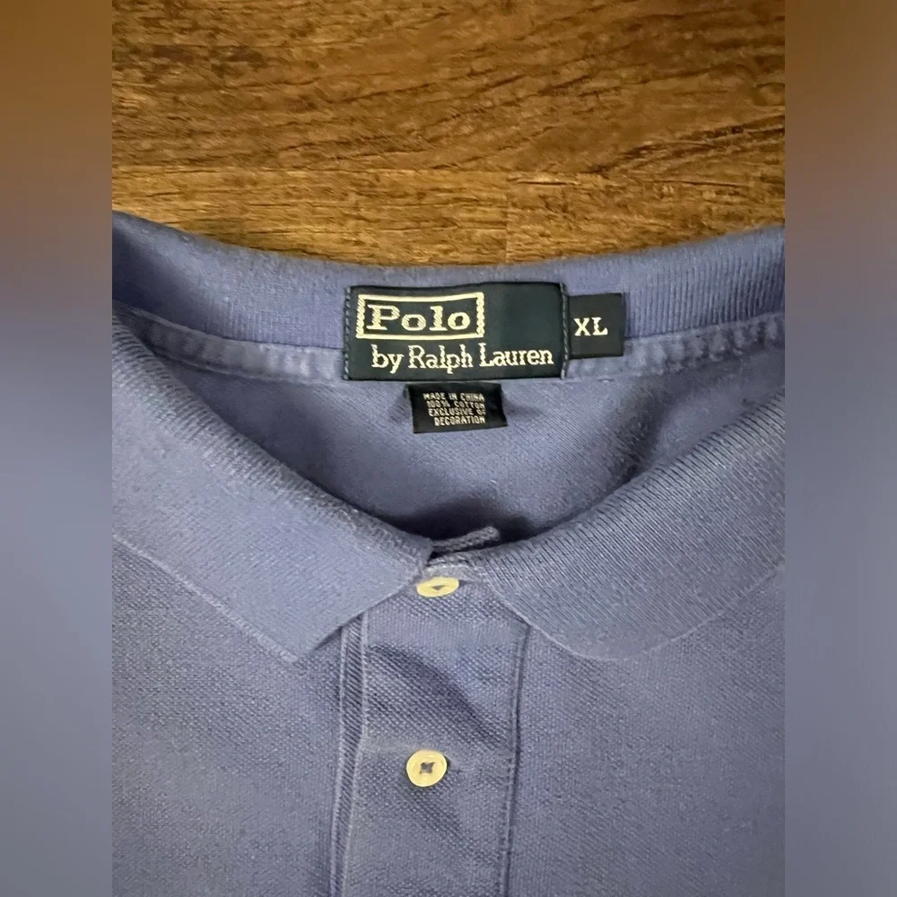 VINTAGE Polo Ralph Lauren Men‎ Polo Shirt XL Blue Rugby Logo Embroidery E19